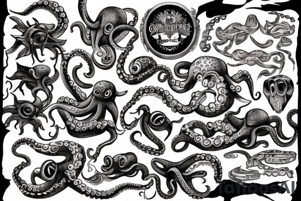 Ship being dragged down by octopus tattoo idea