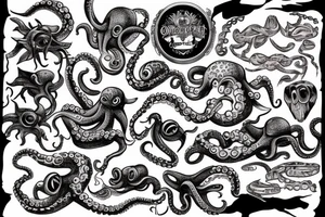 Ship being dragged down by octopus tattoo idea