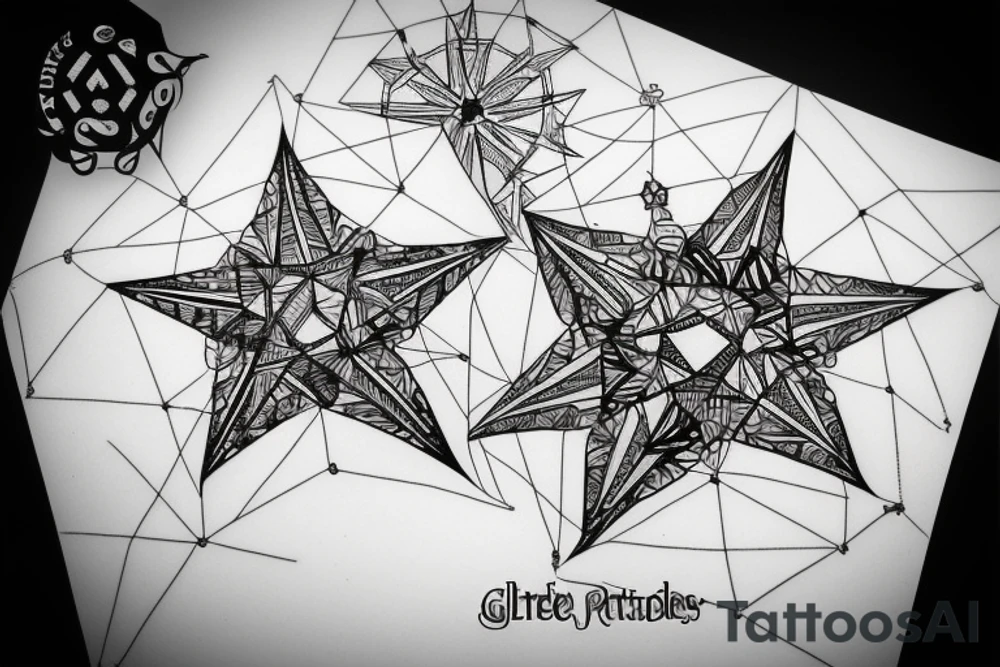 golden gate bridge with geometric stars tattoo idea