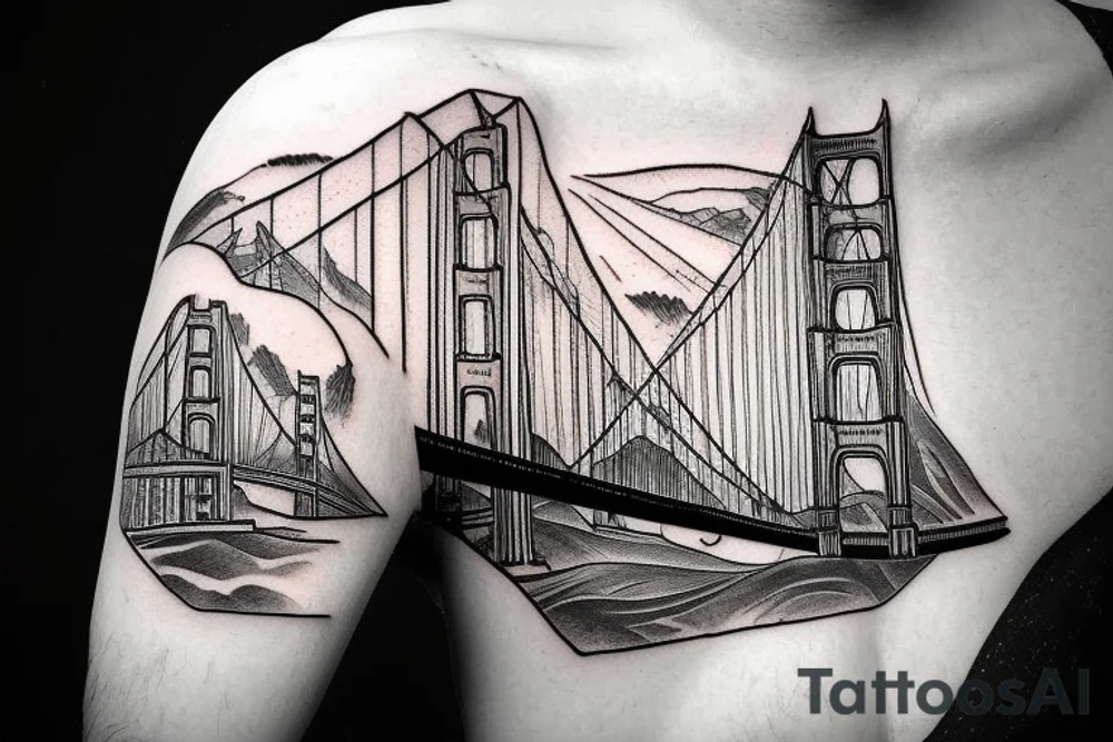 golden gate bridge on shoulder tattoo idea