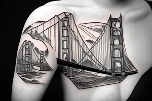 golden gate bridge on shoulder tattoo idea