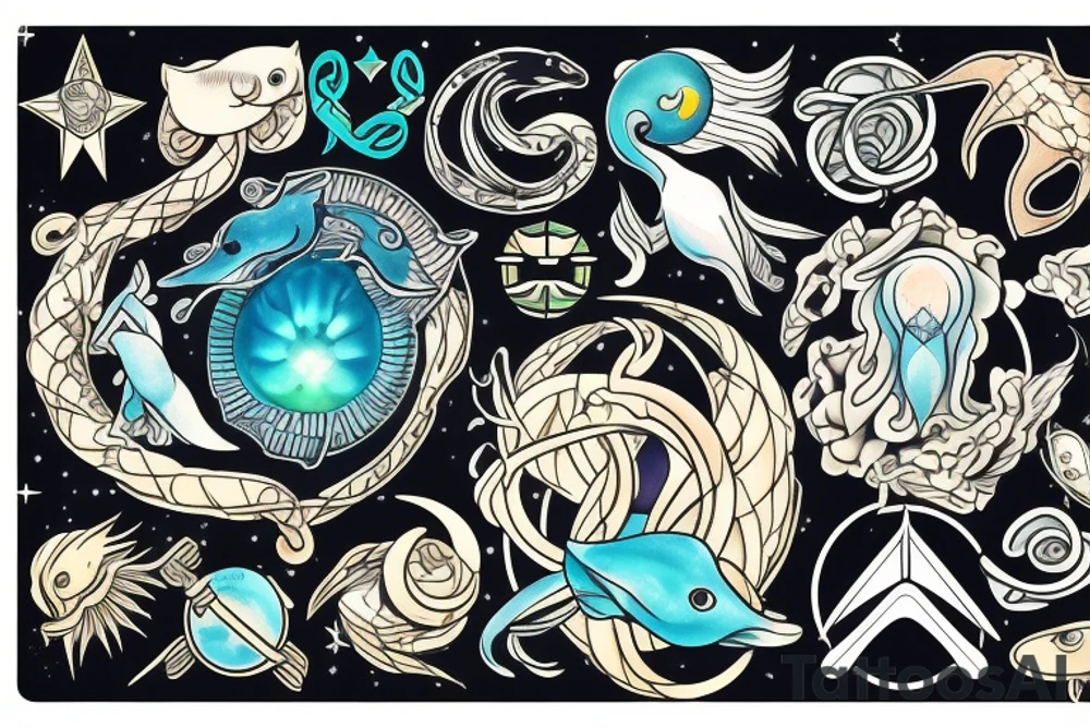 Cancer pisces and Gemini astrological signs tattoo idea