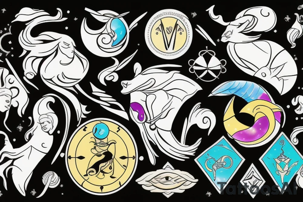 Cancer pisces and Gemini astrological signs tattoo idea