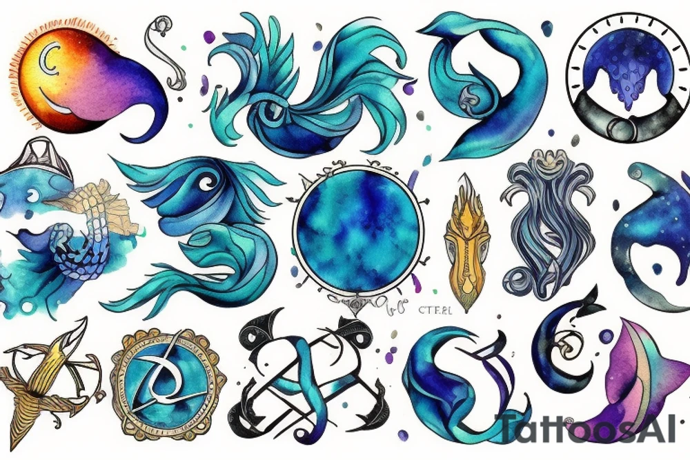 Cancer pisces and Gemini astrological signs tattoo idea