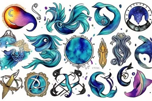 Cancer pisces and Gemini astrological signs tattoo idea