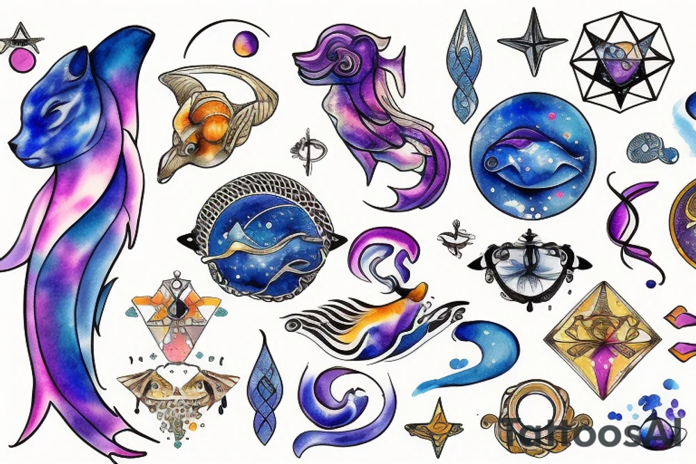Cancer, pisces, and Gemini astrological signs tattoo idea