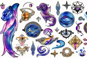 Cancer, pisces, and Gemini astrological signs tattoo idea