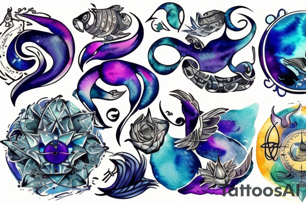 Cancer, pisces, and Gemini astrological signs tattoo idea