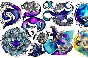 Cancer, pisces, and Gemini astrological signs tattoo idea