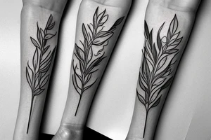 White sage twig and olive twig in a bundle fineline realistic tattoo tattoo idea
