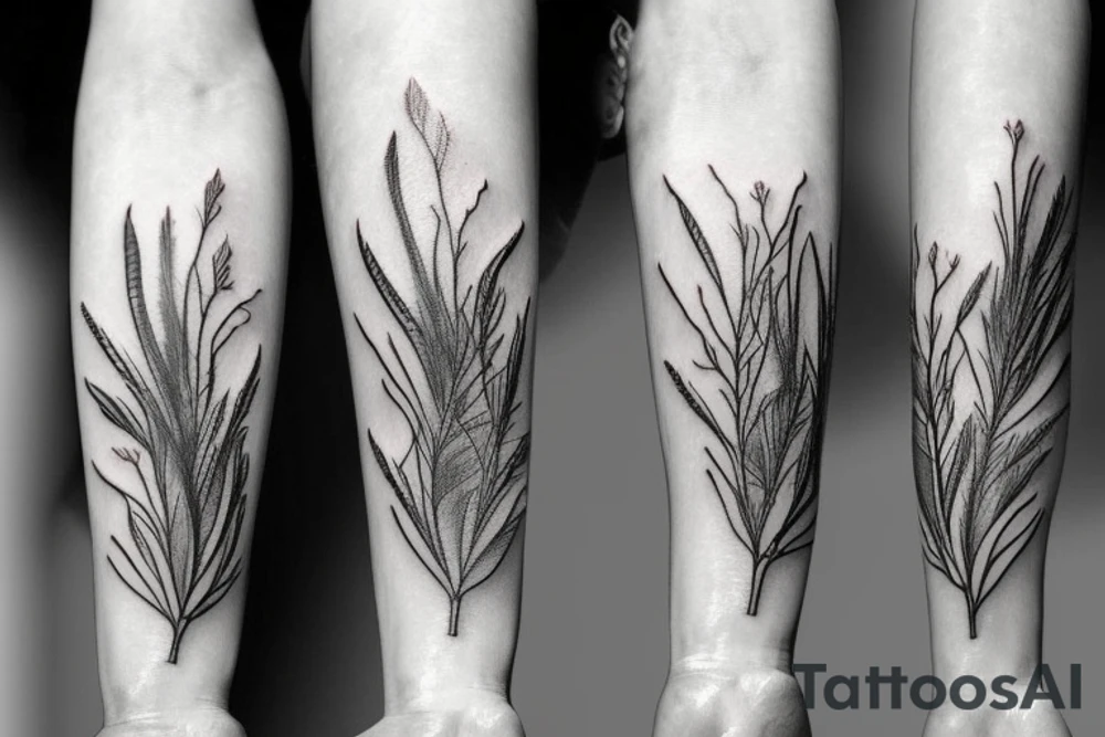 White sage twig and olive twig tattoo idea