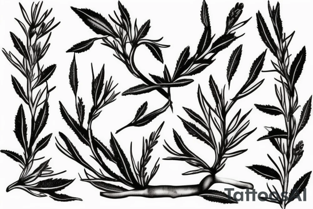 White sage twig and olive twig tattoo idea