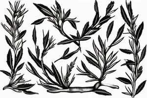White sage twig and olive twig tattoo idea