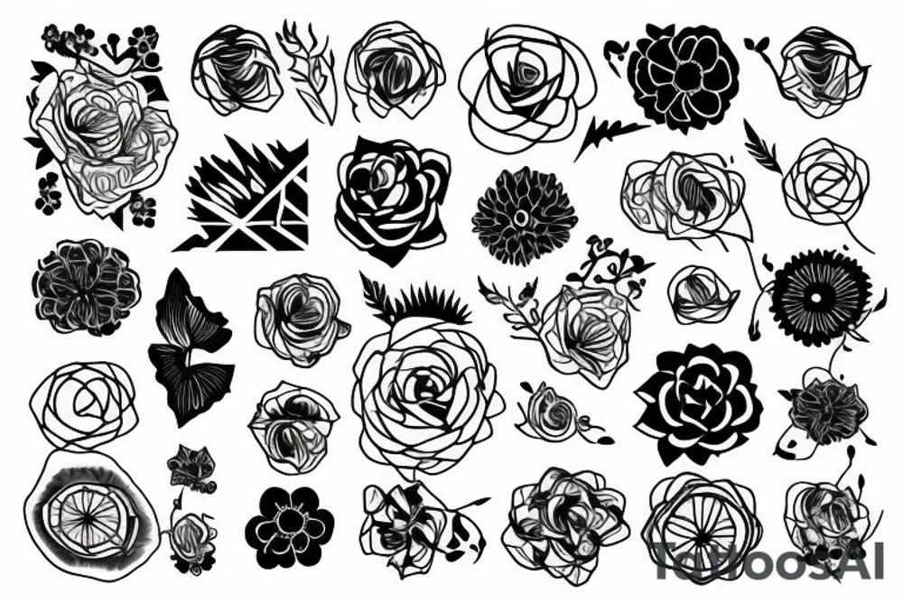 Depiction of liminality, using florals and geometric patterns tattoo idea