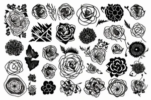 Depiction of liminality, using florals and geometric patterns tattoo idea