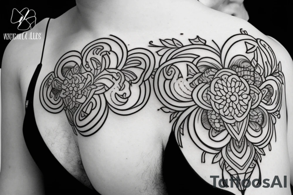 Liminal, using florals and geometric patterns tattoo idea