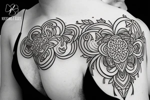 Liminal, using florals and geometric patterns tattoo idea