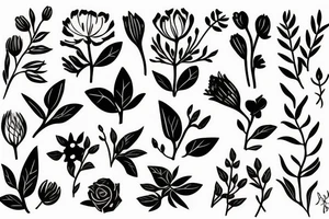 Wild flower bouquet tattoo idea