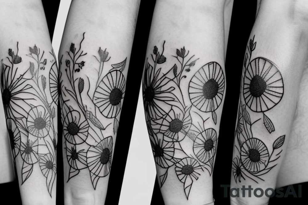 Wild flower bouquet tattoo idea
