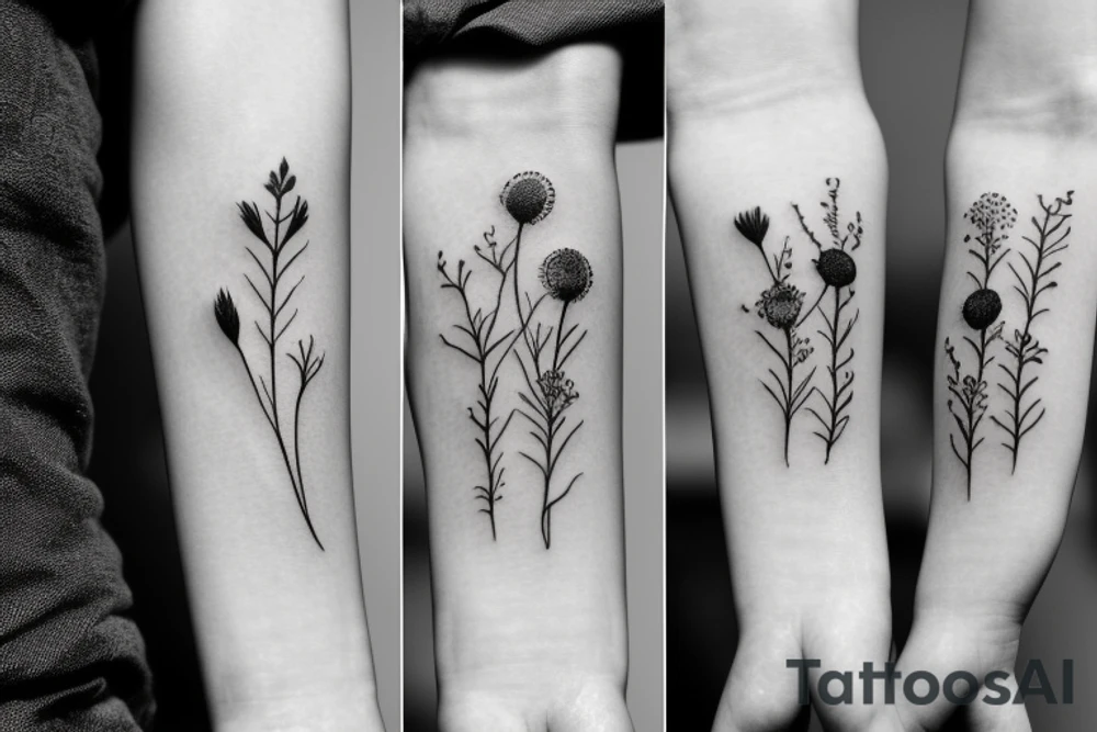 Small Wild flower bouquet tattoo idea