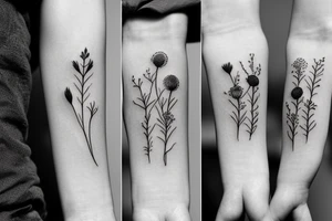 Small Wild flower bouquet tattoo idea