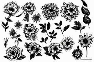 Small Wild flower bouquet tattoo idea