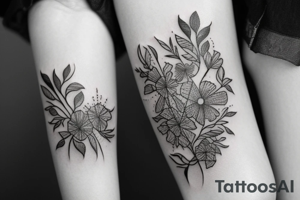 Small Wild flower bouquet tattoo idea