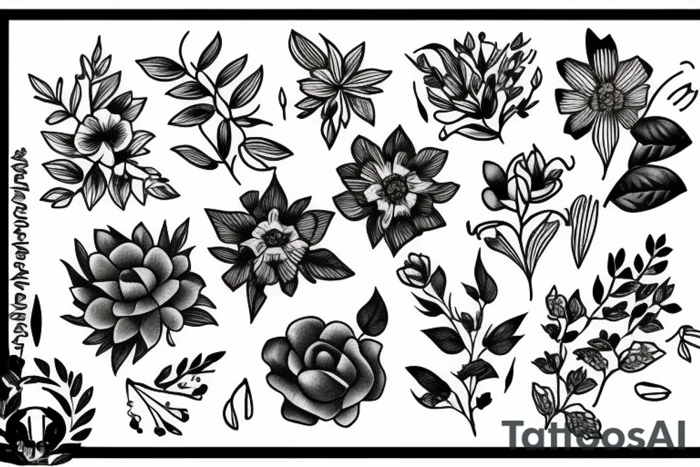 Small Wild flower bouquet tattoo idea