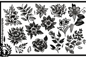 Small Wild flower bouquet tattoo idea
