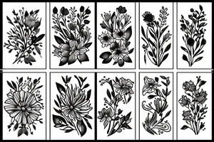 tall skinny Small Wild flower bouquet tattoo idea