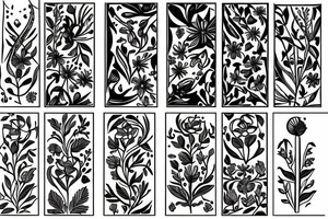 tall skinny Small Wild flower bouquet with geometric shapes tattoo idea