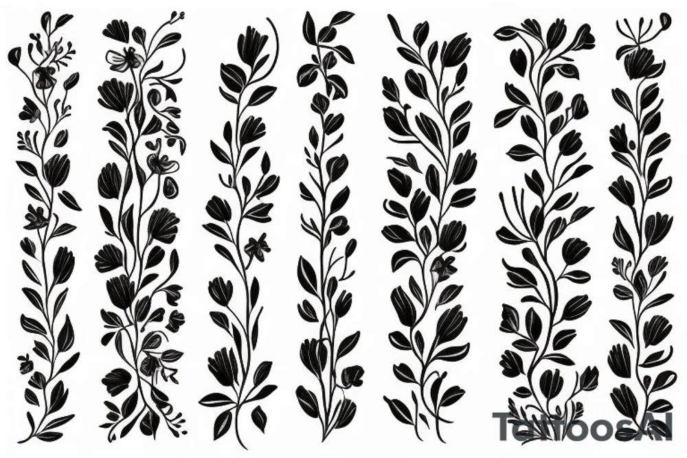 tall skinny Small flower bouquet tattoo idea