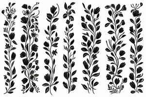 tall skinny Small flower bouquet tattoo idea