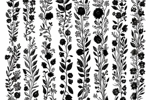 tall skinny wild flower bouquet tattoo idea