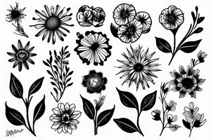 Small wild flower bouquet tattoo idea