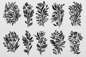 Small wild flower bouquet tattoo idea