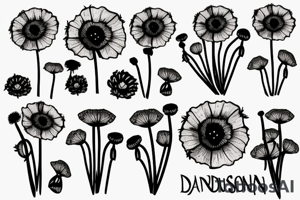 Dandelion poppy tattoo idea
