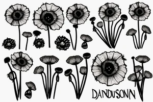 Dandelion poppy tattoo idea
