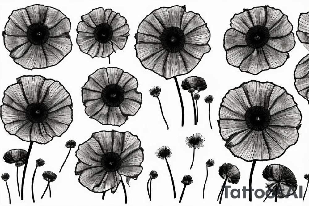 Dandelion poppy tattoo idea