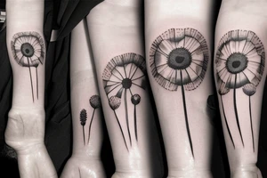 Dandelion poppy arm sleve tattoo idea