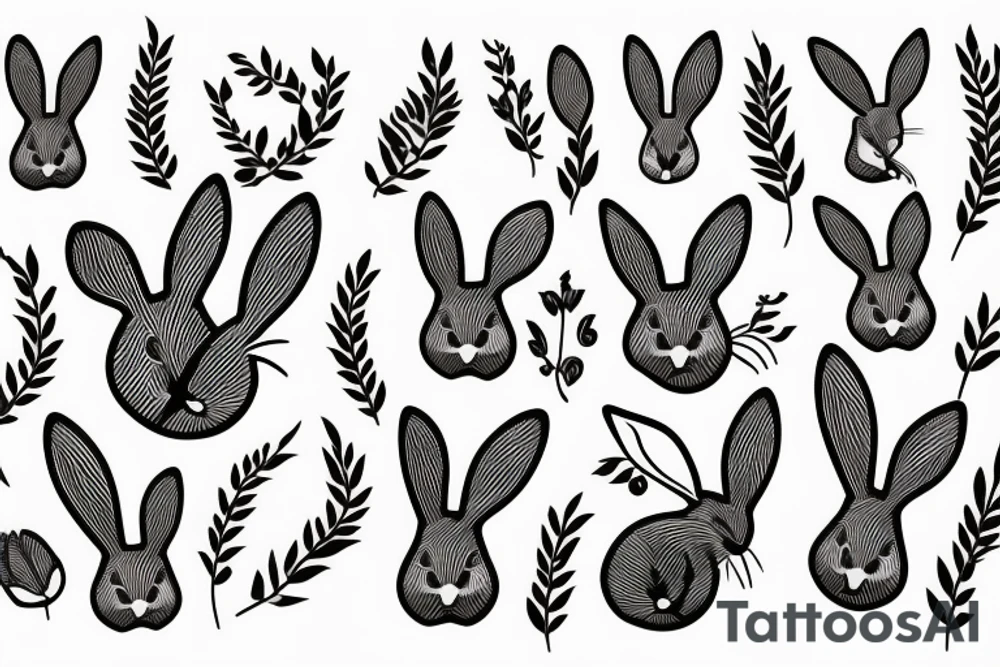 Rabbit leaves tattoo idea
