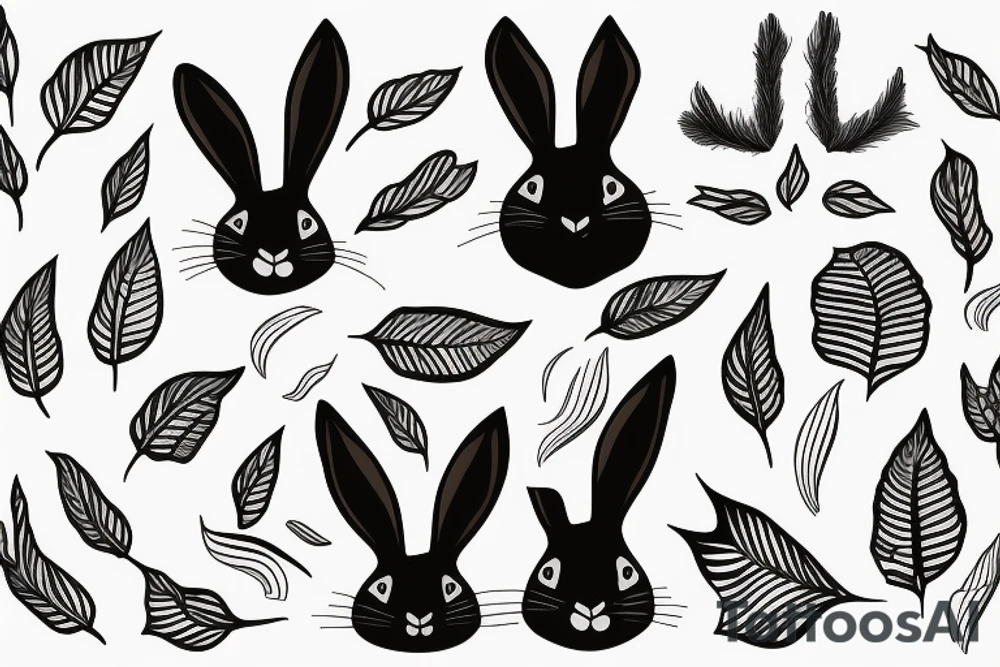 Rabbit leaves tattoo idea