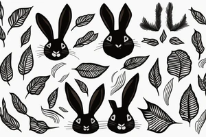 Rabbit leaves tattoo idea