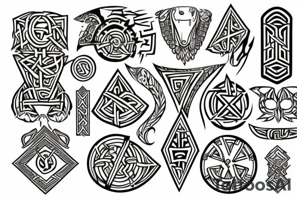 Necromancy Stoic Vivid Pattern Runic tattoo idea
