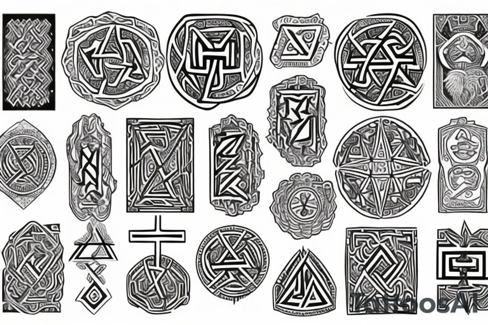 Necromancy Stoic Vivid Pattern Runic tattoo idea