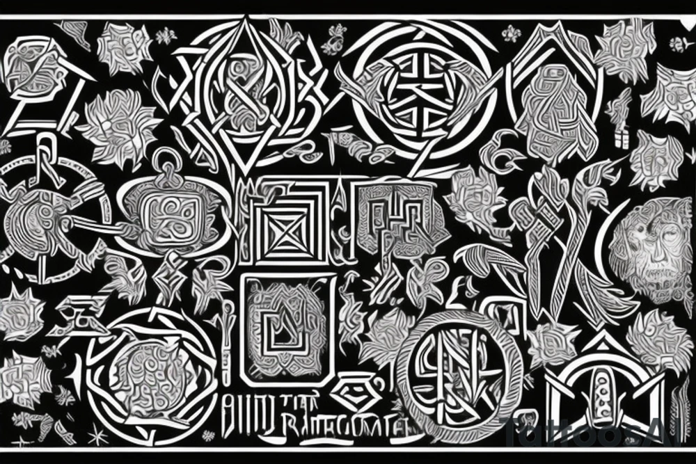 Necromancy Stoic Vivid Pattern Runic tattoo idea