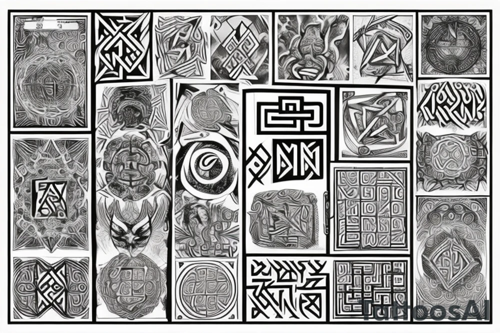 Necromancy Stoic Vivid Pattern Runic tattoo idea