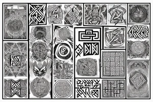 Necromancy Stoic Vivid Pattern Runic tattoo idea