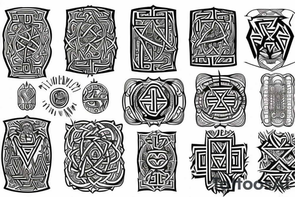Necromancy Stoic Vivid Pattern Runic tattoo idea