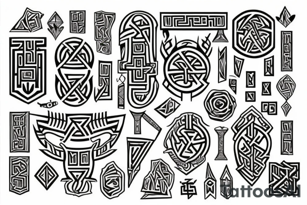 Necromancy Stoic Vivid Pattern Runic tattoo idea